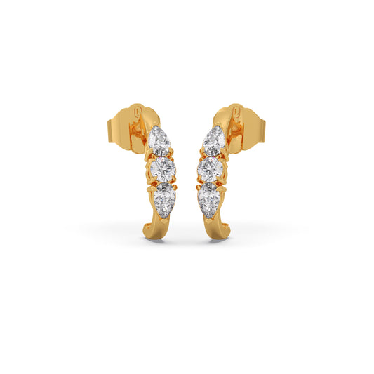 Luminous Pear & Round Diamond Hoop Earrings - Yellow