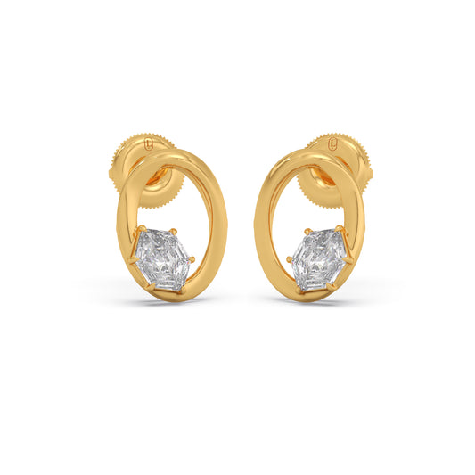 Hexa Loop Diamond Earrings - Yellow