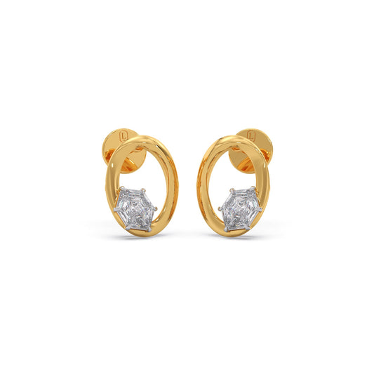 Hexa Loop Diamond Earrings - Yellow