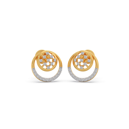 Open Circle Diamond Studs - Yellow