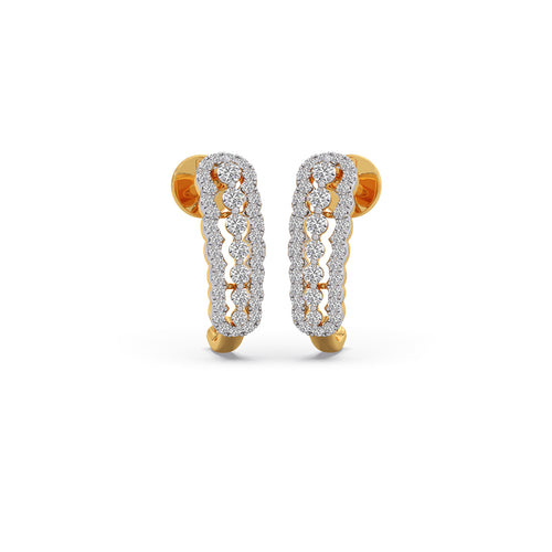 Twin Row Round Diamond Stud Earrings