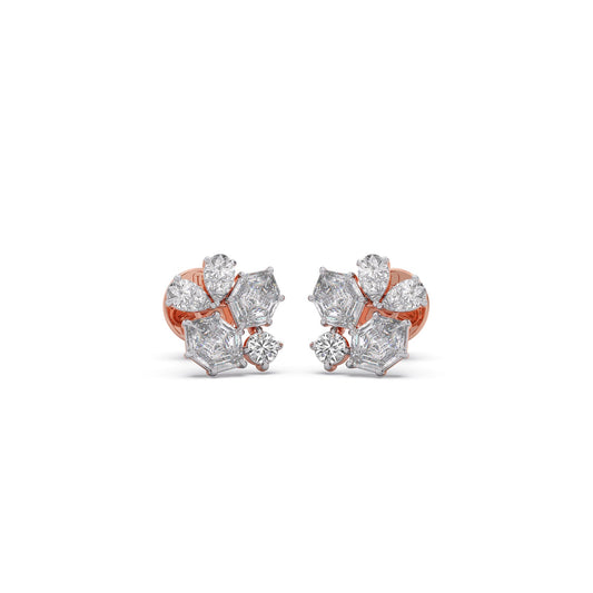 Hexa Cluster Diamond Earrings - Rose