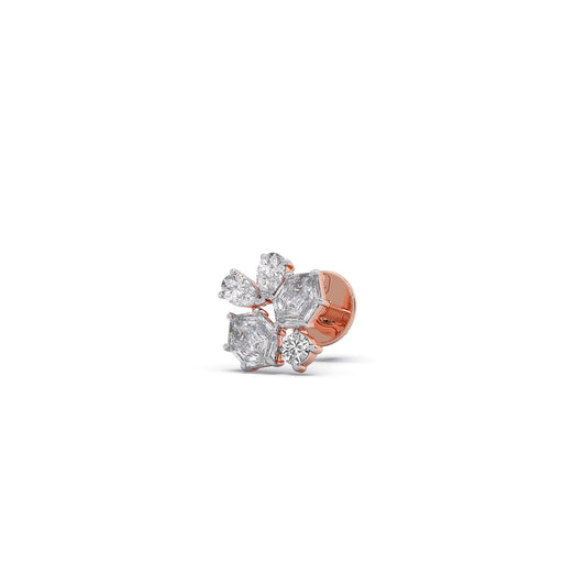 Hexa Cluster Diamond Earrings - Rose