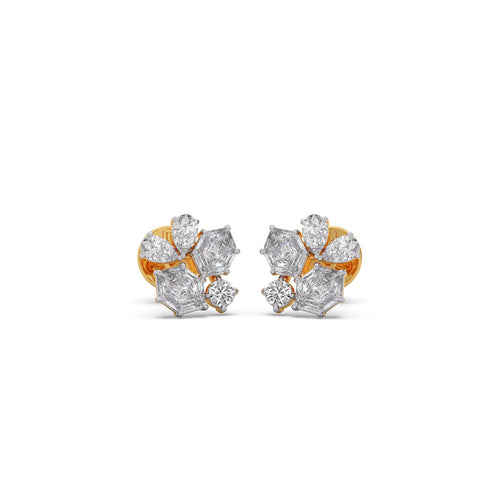 Hexa Cluster Diamond Earrings
