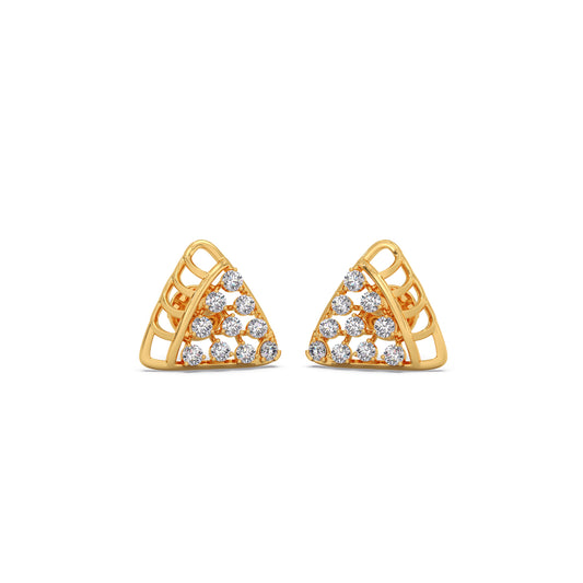 Round Diamond Triangle Earrings - Yellow