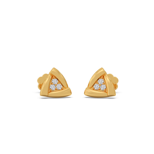 Triangle Round Diamond Earrings - Yellow