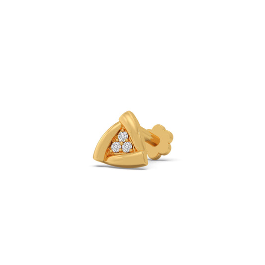 Triangle Round Diamond Earrings - Yellow