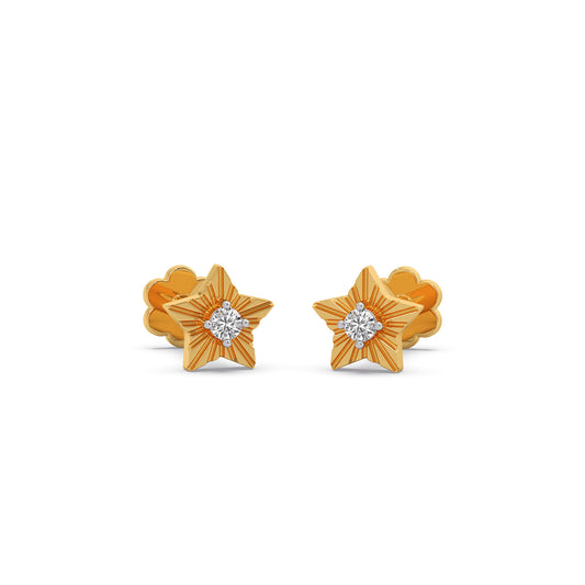 Star Round Diamond Earrings - Yellow