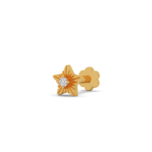 Star Round Diamond Earrings - Yellow