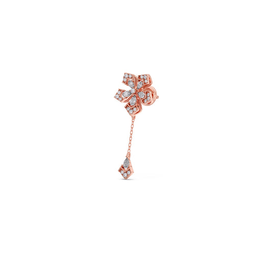 Petalic Round Diamond Dangle Earrings - Rose
