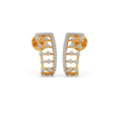 Round Diamond Ladder Hoop Earrings
