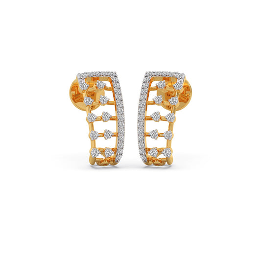Round Diamond Ladder Hoop Earrings - Yellow
