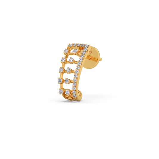 Round Diamond Ladder Hoop Earrings - Yellow