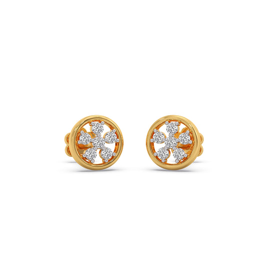 Cluster Stud Diamond Earrings - Yellow