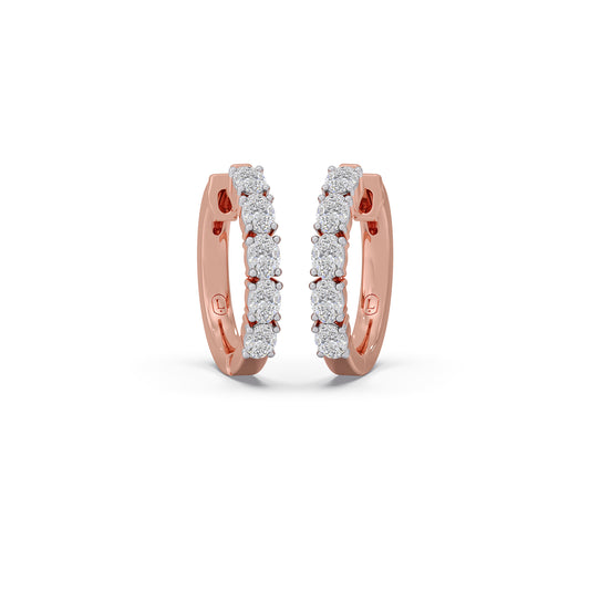 Oval Diamond Bali Earrings - Rose