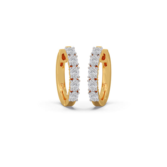 Oval Diamond Bali Earrings - Yellow