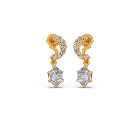 Hexa-Cut Silque Drop Earrings - Yellow