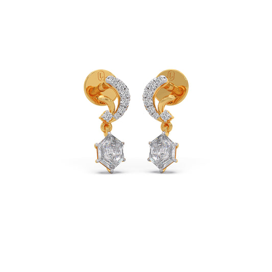 Hexa-Cut Silque Drop Earrings - Yellow