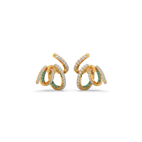 Spiral Gemstone Diamond Earrings