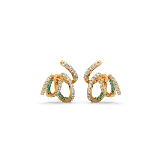 Spiral Gemstone Diamond Earrings - Yellow