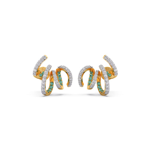 Spiral Gemstone Diamond Earrings
