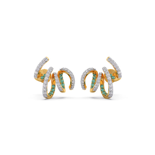 Spiral Gemstone Diamond Earrings - Yellow