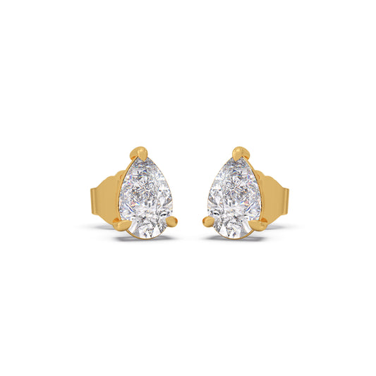 1.01 ct Pear-Shaped Diamond Solitaire Stud Earrings - Yellow