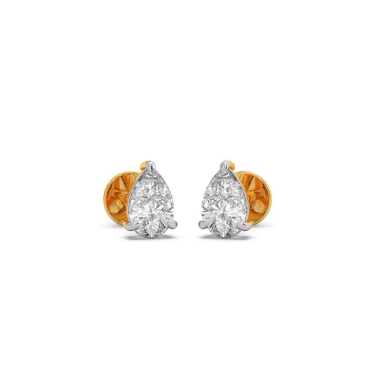 1.01 ct Pear-Shaped Diamond Solitaire Stud Earrings - Yellow