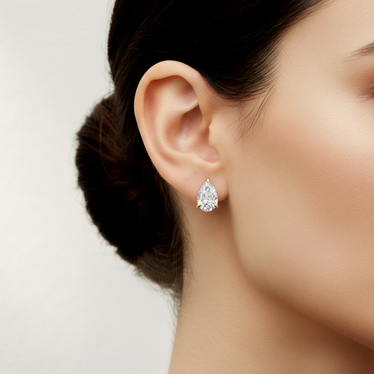 1.01 ct Pear-Shaped Diamond Solitaire Stud Earrings - MQ