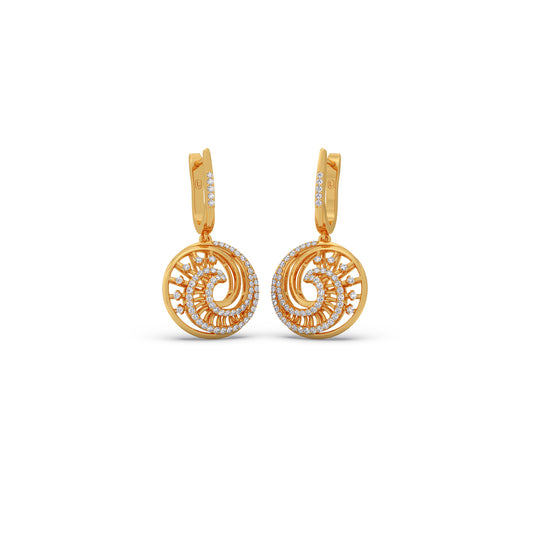 Crescent Swirl Diamond Huggies Earrings - Yellow
