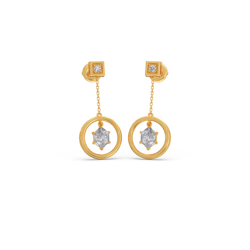 Hive Diamond Loop Dangle Earrings