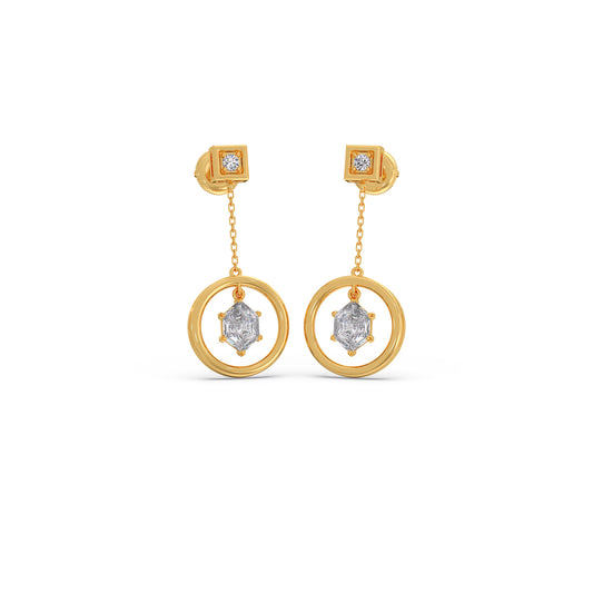 Hive Diamond Loop Dangle Earrings - Yellow