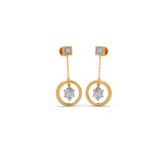 Hive Diamond Loop Dangle Earrings - Yellow