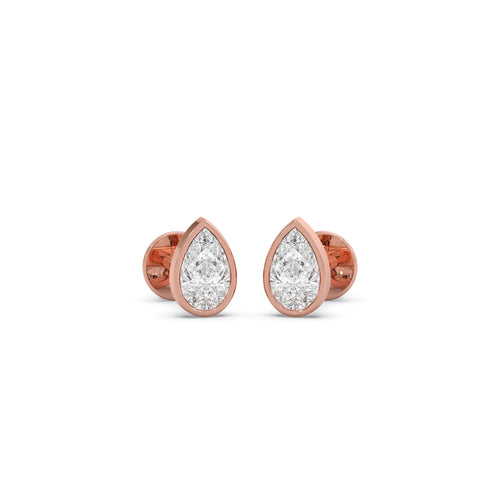 Bezel Set Pear Solitaire Stud Earrings