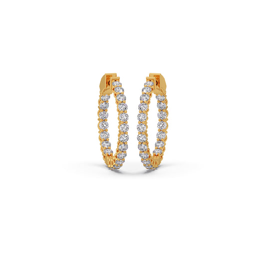 Inner-Outer Diamond Hoops Earrings - Yellow