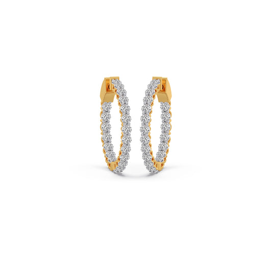 Inner-Outer Diamond Hoops Earrings - Yellow