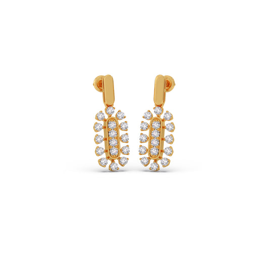 Glint-Swing Diamond Dangling Earrings - Yellow