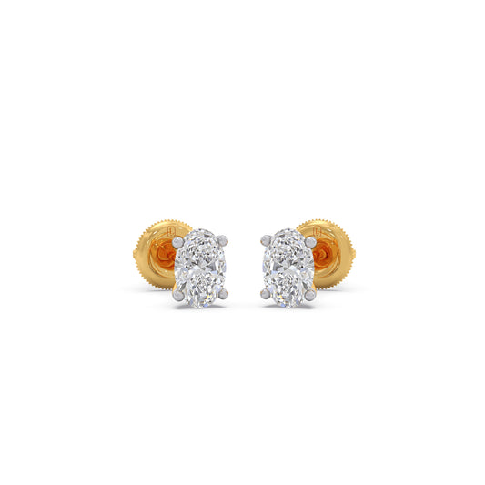 Timeless Oval Solitaire Diamond Studs - Yellow