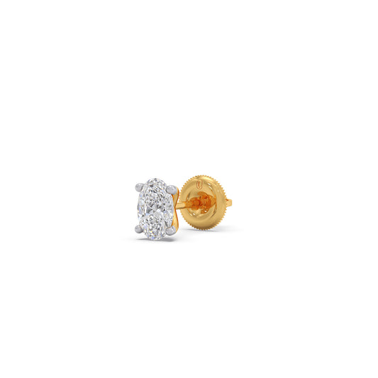 Timeless Oval Solitaire Diamond Studs - Yellow