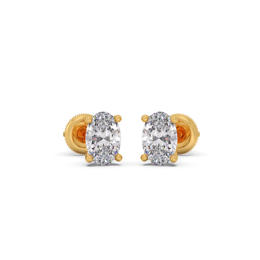 The Oval Classic Solitaire Earrings - Yellow