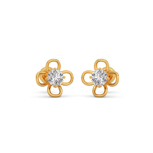 Clover Loop Solitaire Stud Earrings