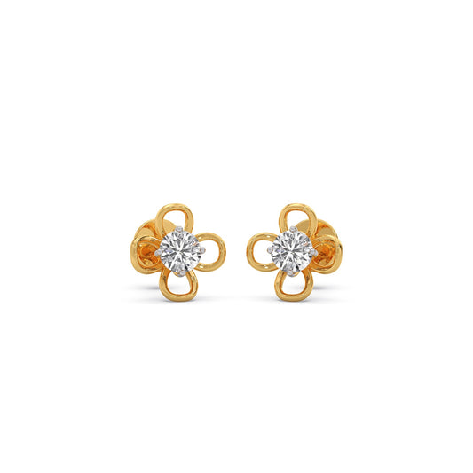 Clover Loop Solitaire Stud Earrings - Yellow