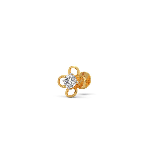 Clover Loop Solitaire Stud Earrings - Yellow