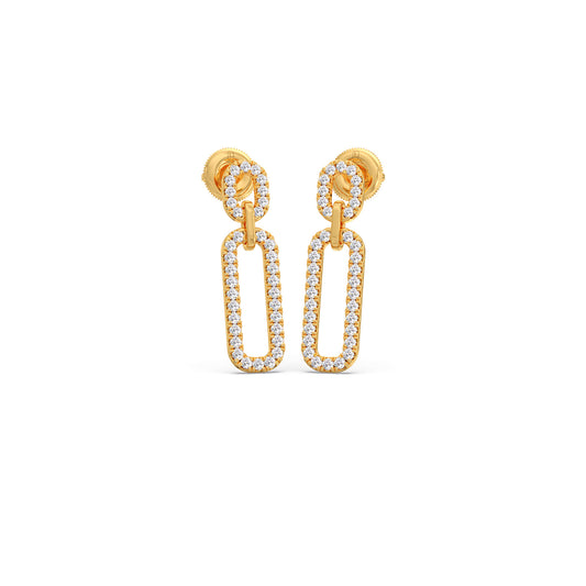 Dual Halo Diamond Dangle Earrings - Yellow