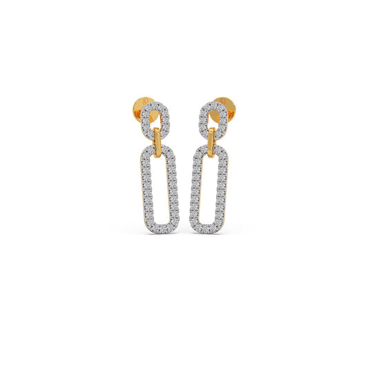 Dual Halo Diamond Dangle Earrings - Yellow