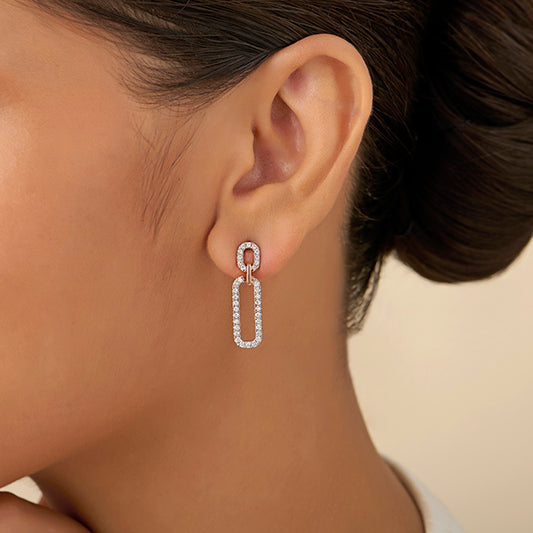 Dual Halo Diamond Dangle Earrings - MQ