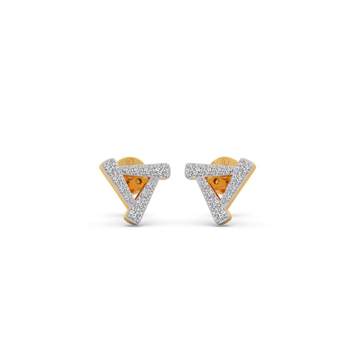 Tri-Edge Diamond Stud Earrings