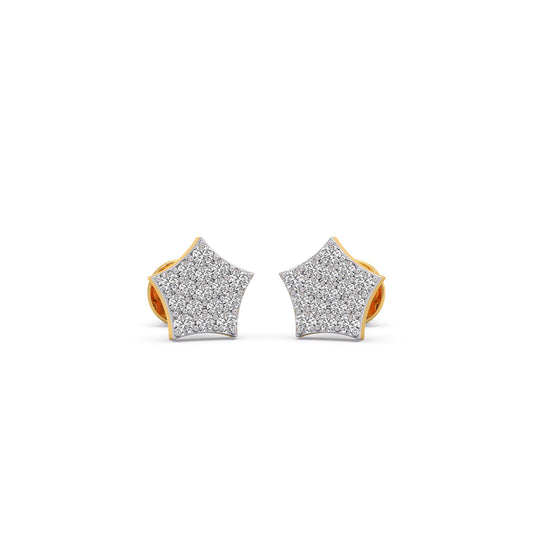Five-Point Round Diamond Stud Earrings - Yellow