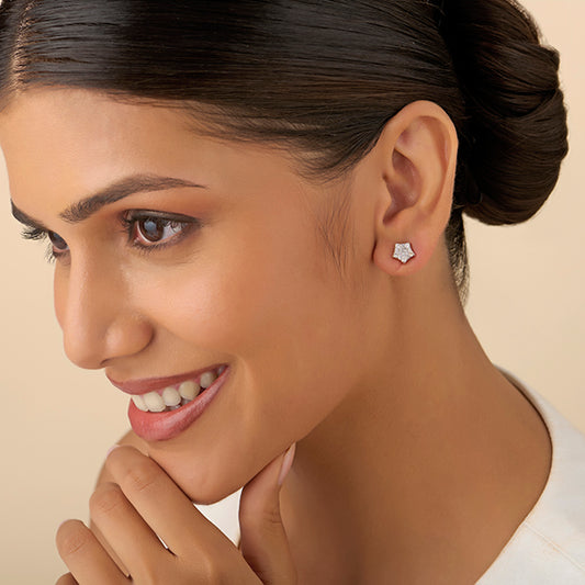 Five-Point Round Diamond Stud Earrings - MQ
