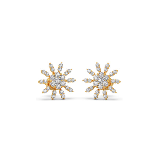 Sunflower Round Diamond Earrings - Yellow